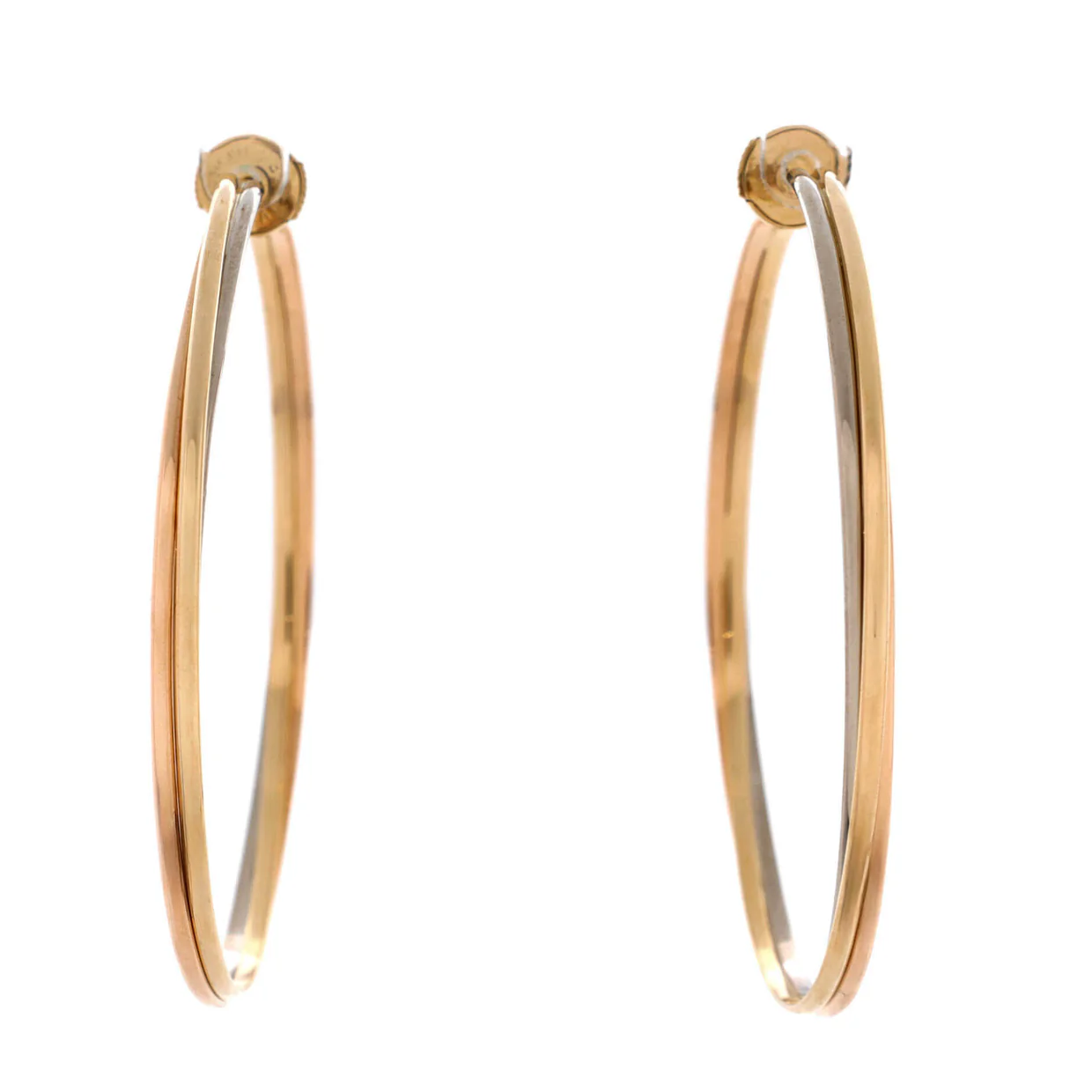 Trinity Hoop Earrings 18K Tricolor Gold 56mm - Deep Luxury