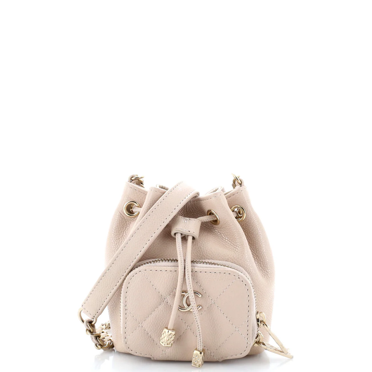 Business Affinity Drawstring Bucket Bag Quilted Caviar Mini - Deep Luxury