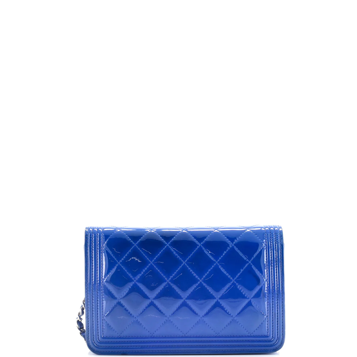 Boy Wallet on Chain Quilted Patent - Deep Luxury