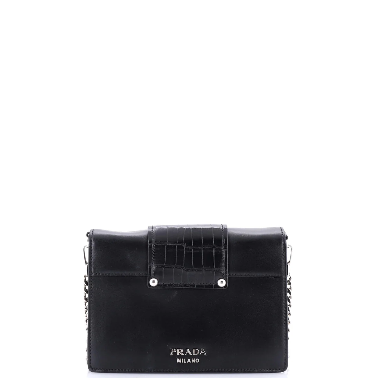 Crystal Ribbon Shoulder Bag City Calf and Crocodile Embossed Leather Small - Deep Luxury