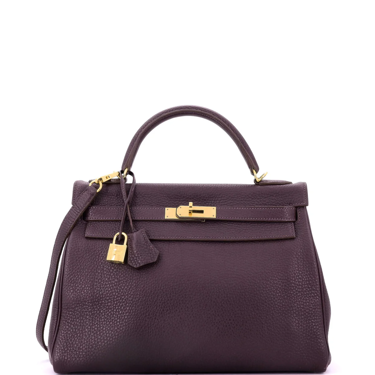 Kelly Handbag Raisin Togo with Gold Hardware 32 - Deep Luxury