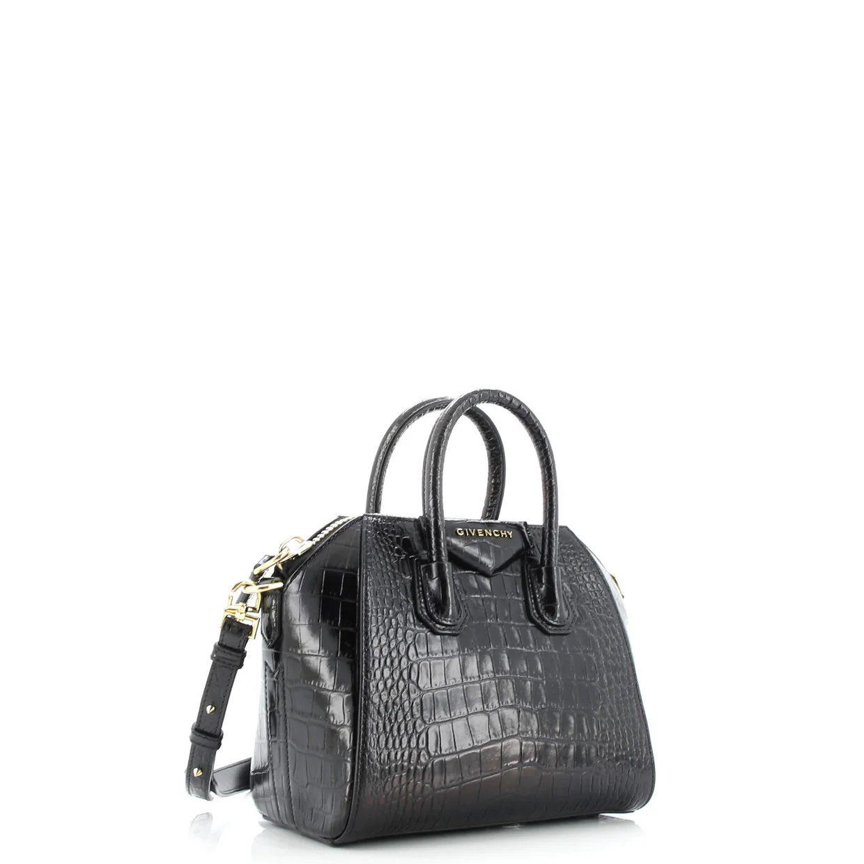 Antigona Bag Crocodile Embossed Leather Mini - Deep Luxury