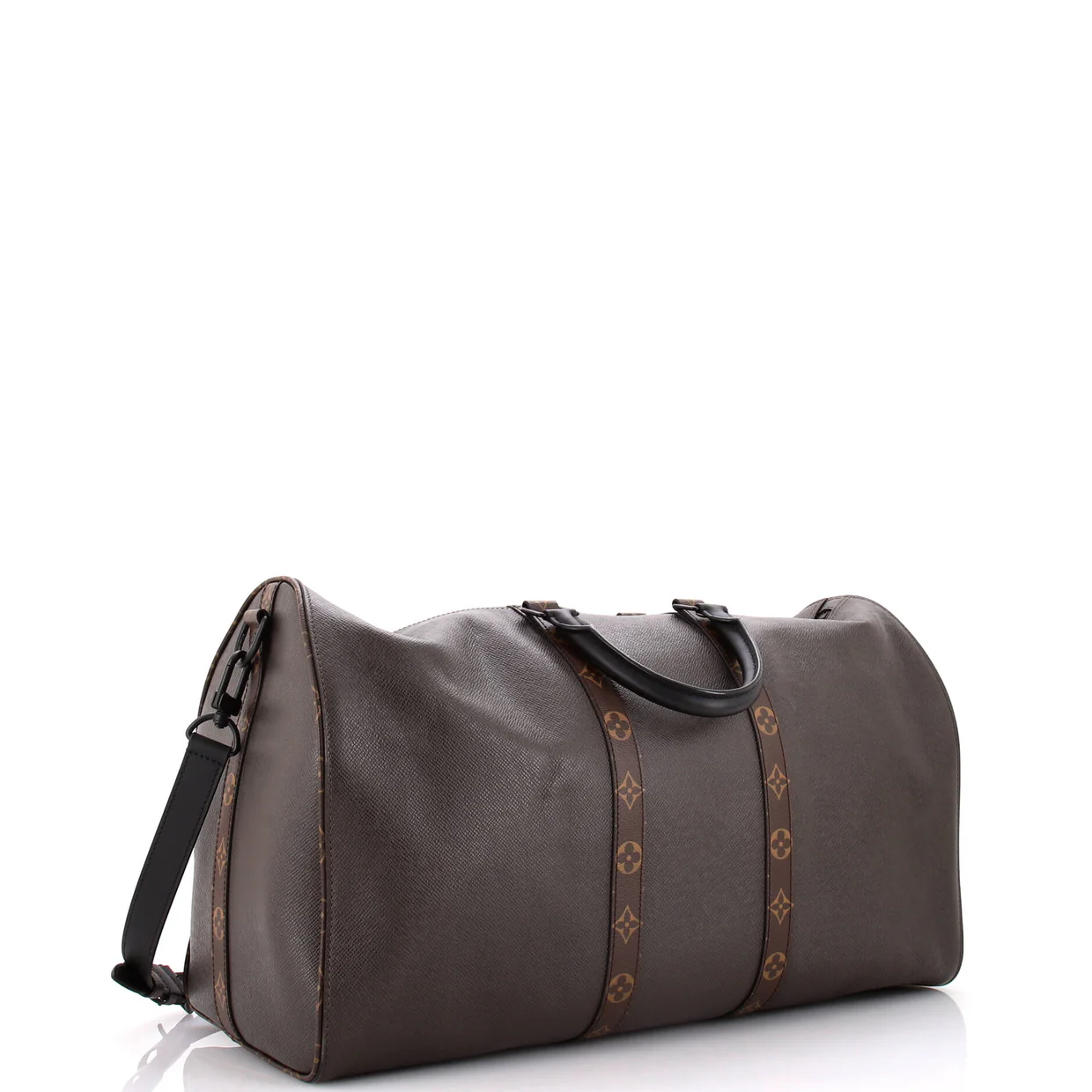 Keepall Bandouliere Bag Taiga Leather with Monogram Canvas Trim 50 - Deep Luxury