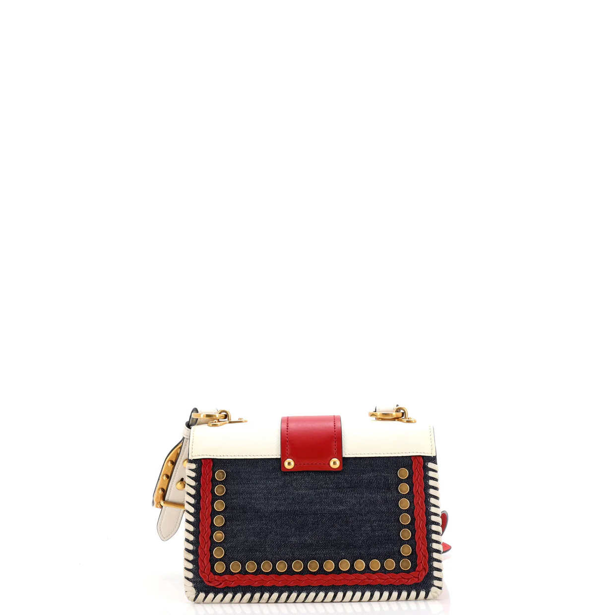 Cahier Crossbody Bag Embellished Denim and Leather Small - Deep Luxury