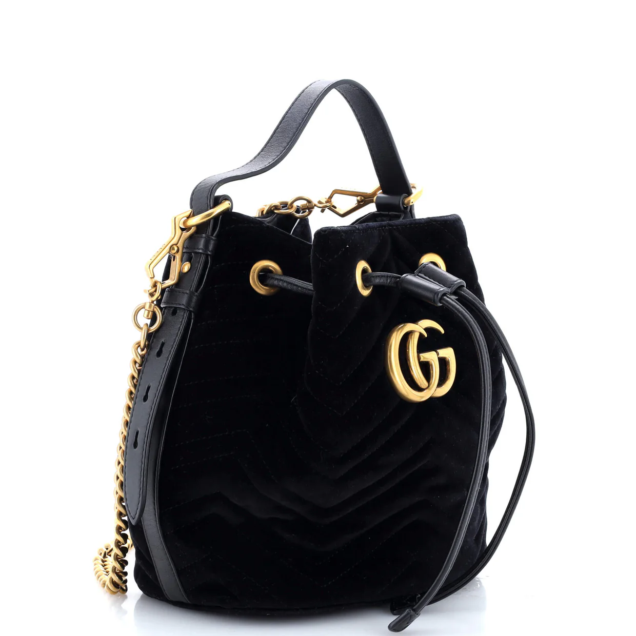 GG Marmont Bucket Bag Matelasse Velvet Small - Deep Luxury