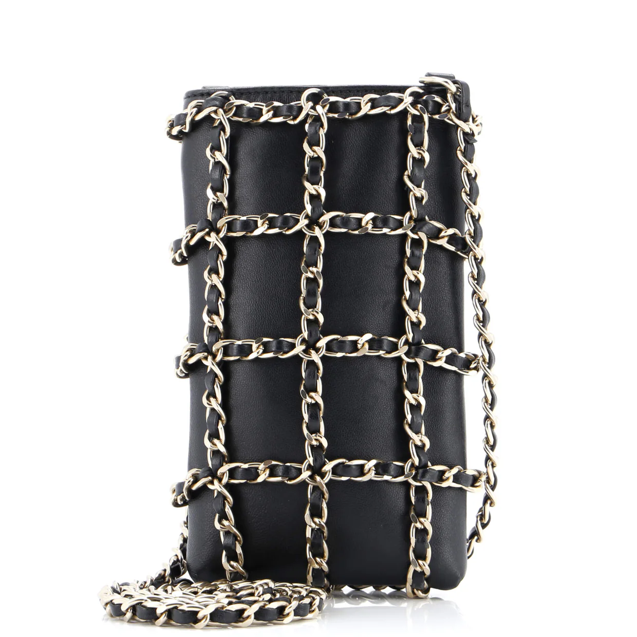 Tech Me Out Clutch With Chain Lambskin - Deep Luxury