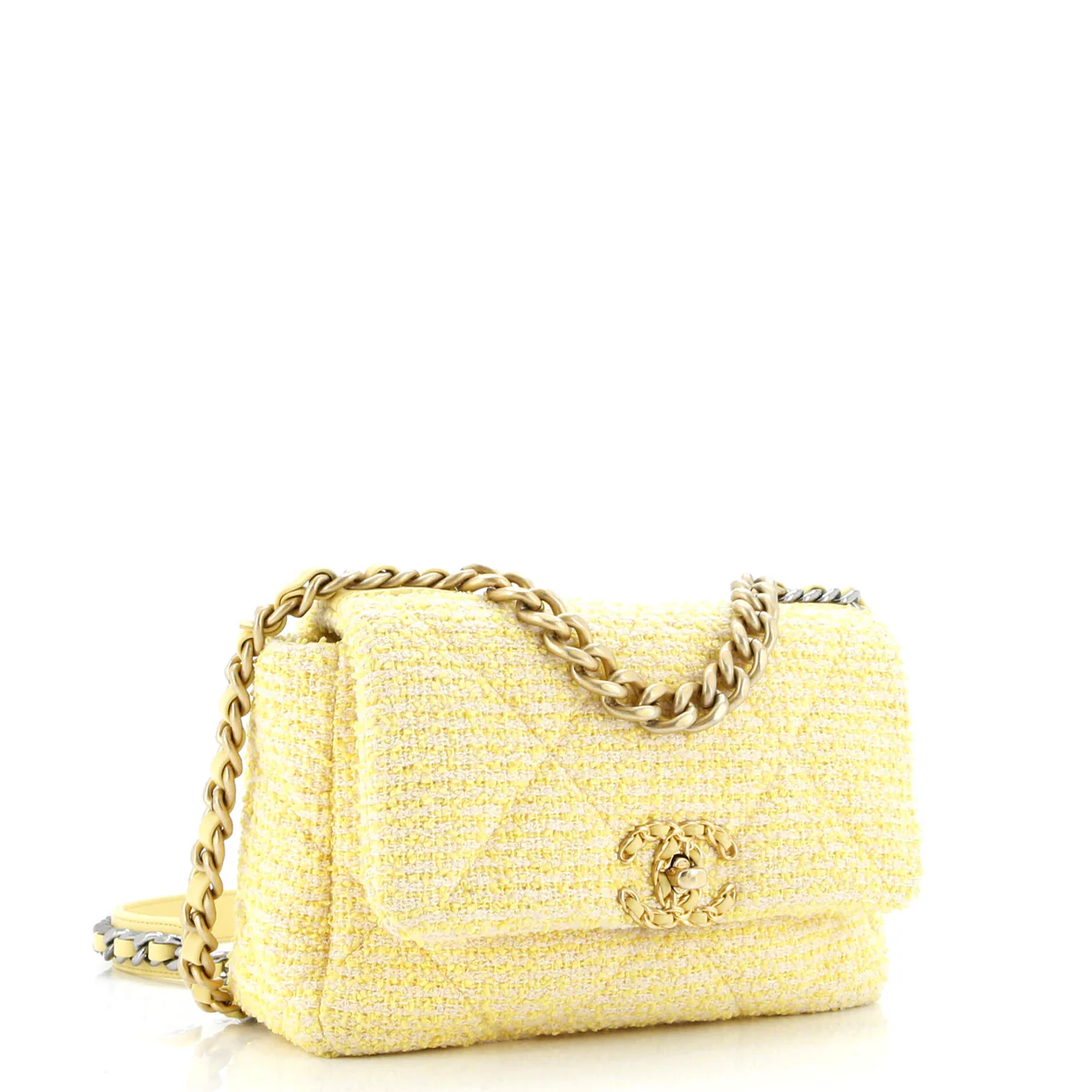 19 Flap Bag Quilted Tweed Medium - Deep Luxury