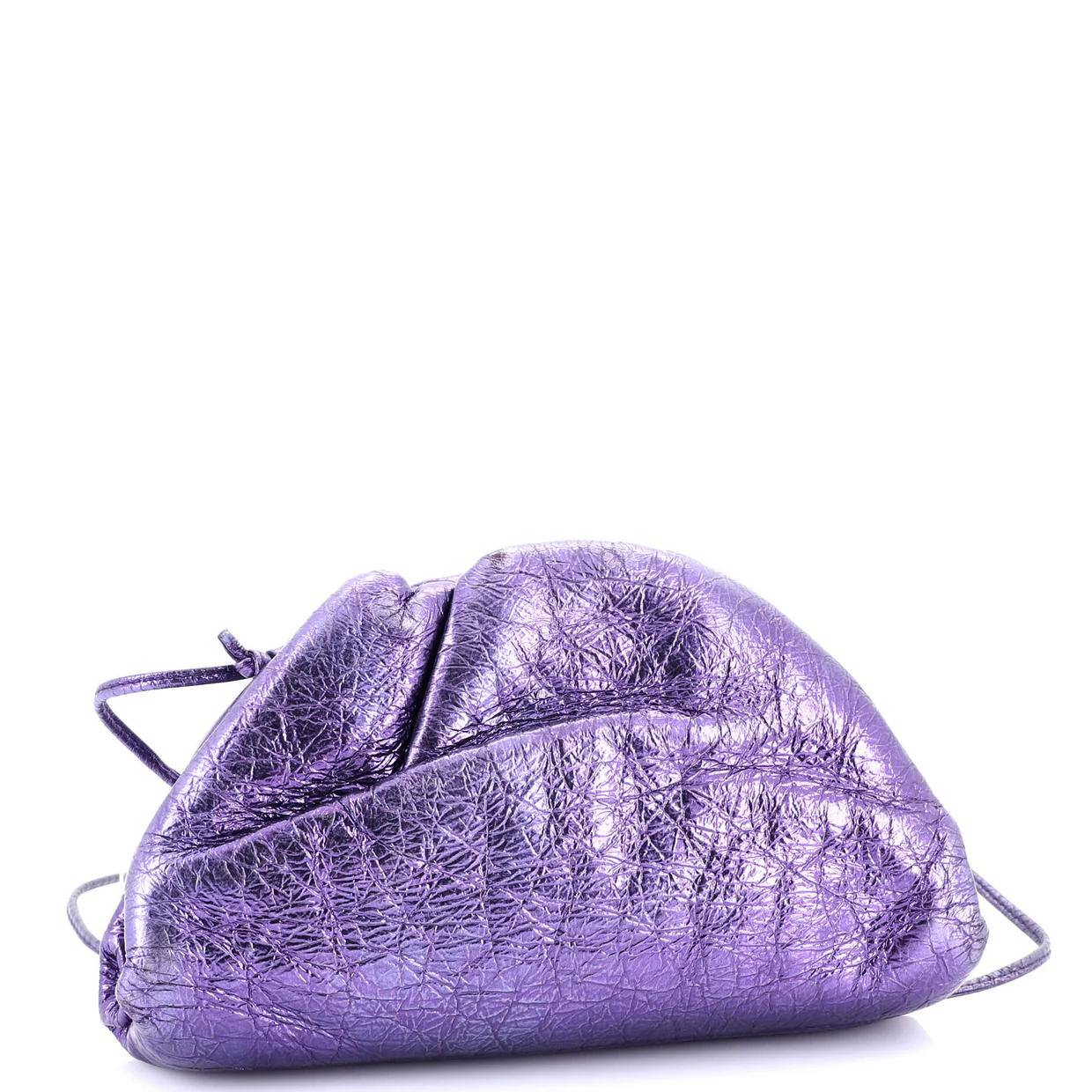 The Pouch Crinkled Metallic Leather Mini - Deep Luxury