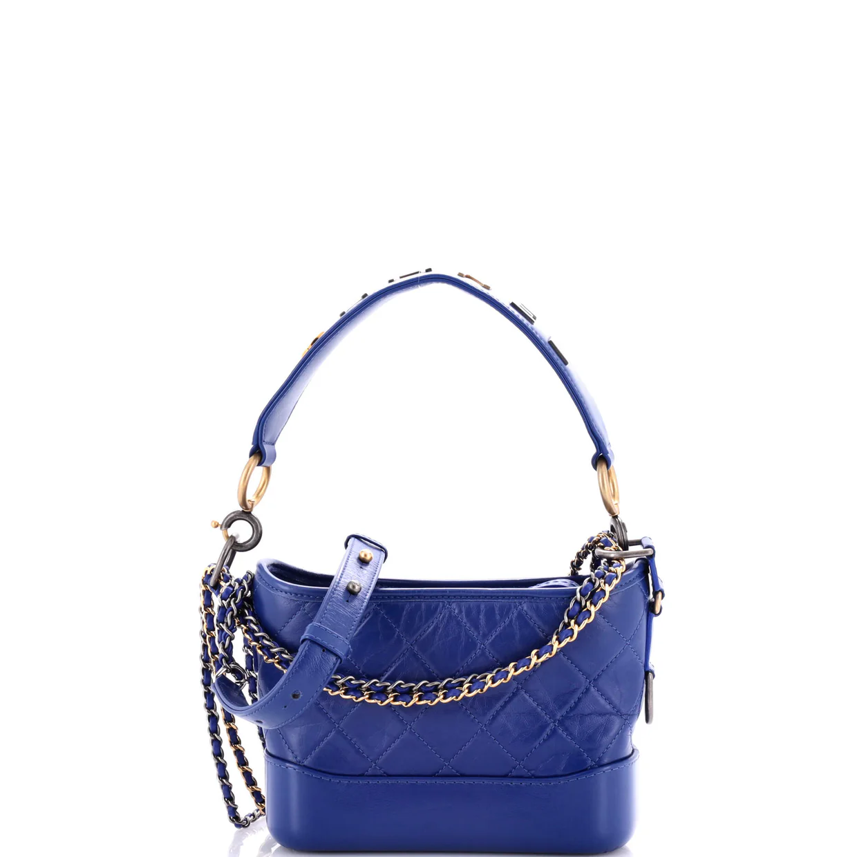 Gabrielle Hobo with Logo Handle Quilted Aged Calfskin Small - Deep Luxury