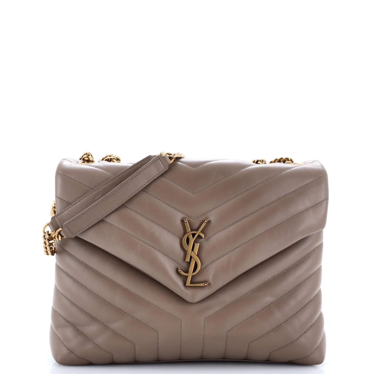 Loulou Shoulder Bag Matelasse Chevron Leather Medium - Deep Luxury