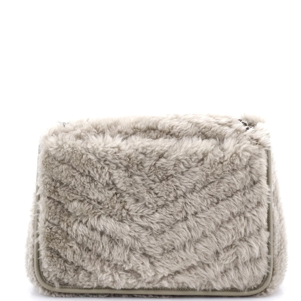 Niki Chain Flap Bag Matelasse Chevron Shearling Medium - Deep Luxury