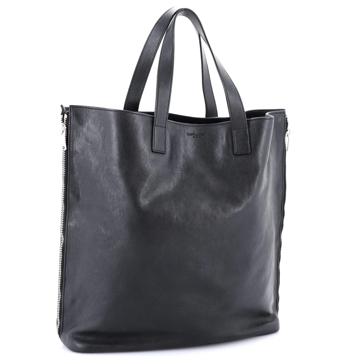 Side Zip Shopper Tote Leather Tall - Deep Luxury