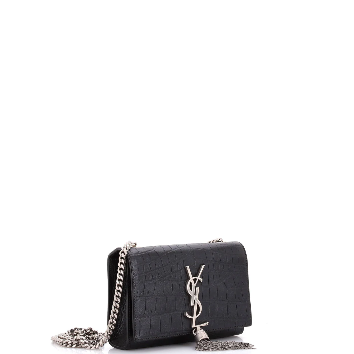 Classic Monogram Tassel Crossbody Bag Crocodile Embossed Leather Small - Deep Luxury