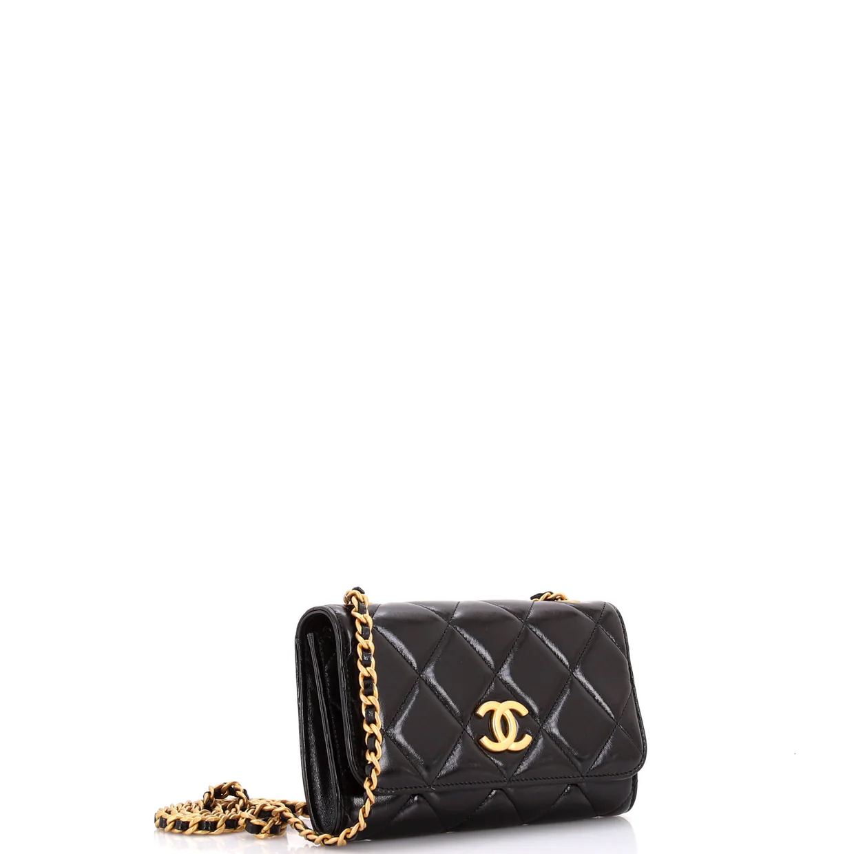 Flap Bag Charms Strap Wallet on Chain Quilted Patent - Deep Luxury