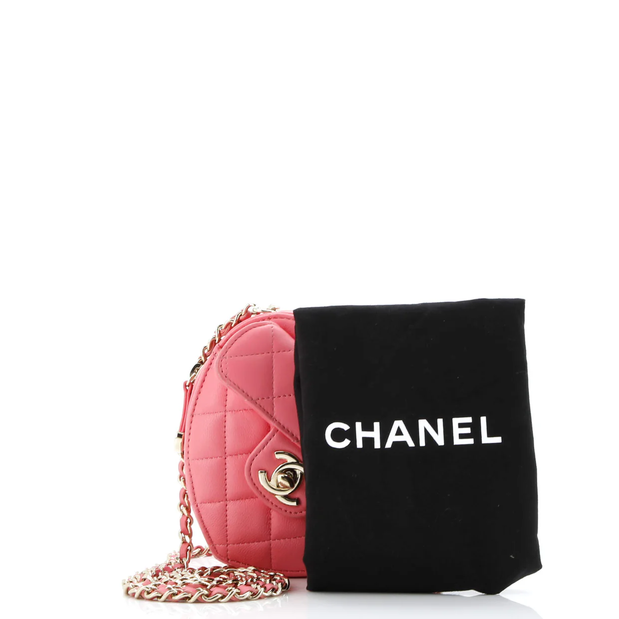 CC in Love Heart Clutch with Chain Quilted Lambskin - Deep Luxury