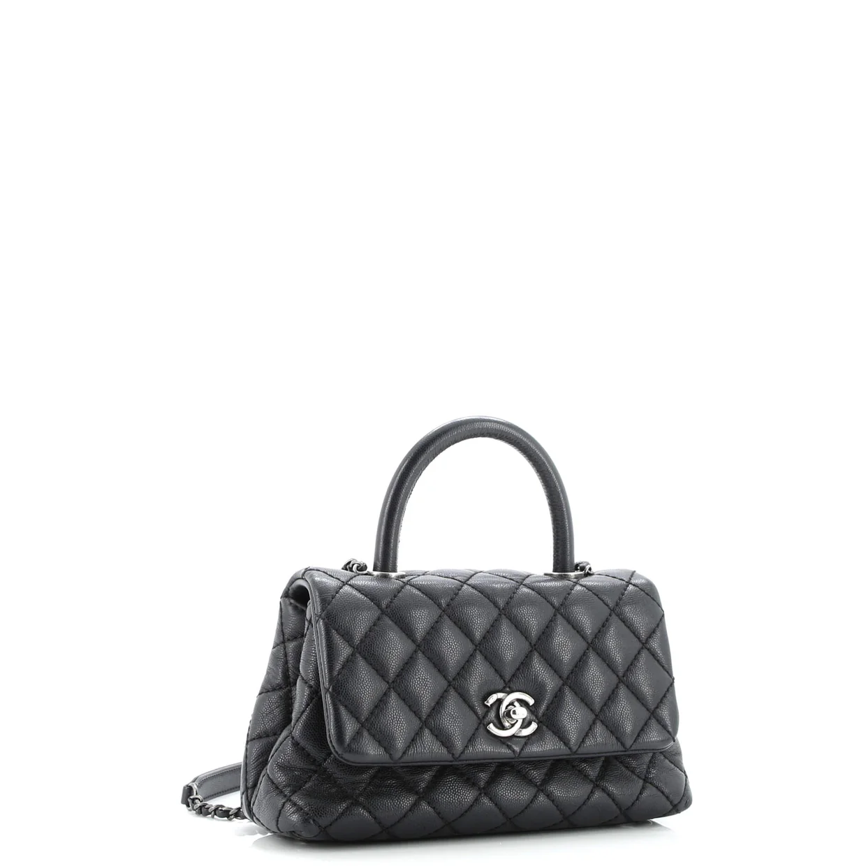 Coco Top Handle Bag Quilted Caviar Mini - Deep Luxury