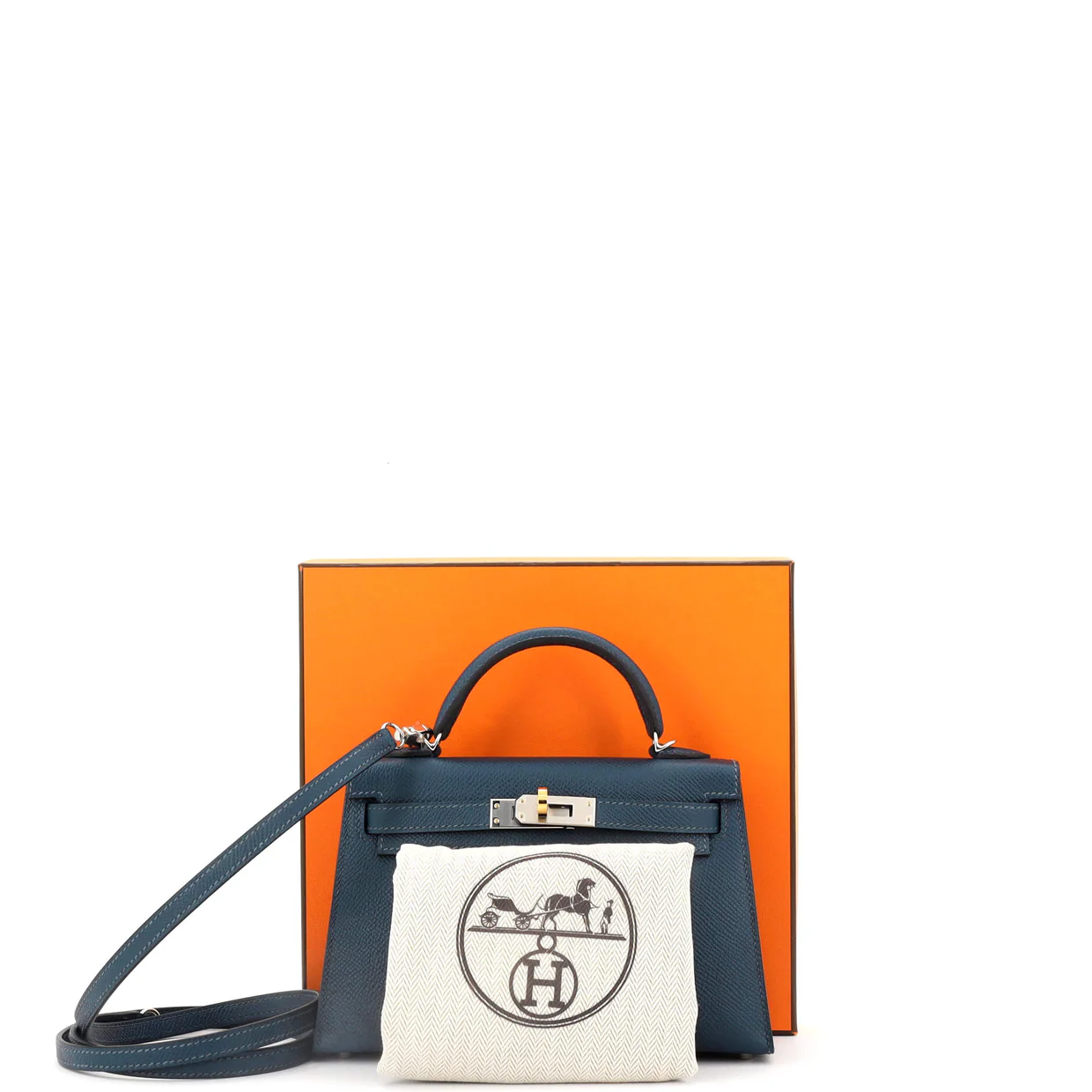 Kelly Mini II Bag Bleu De Prusse Epsom with Electrum Hardware 20 - Deep Luxury