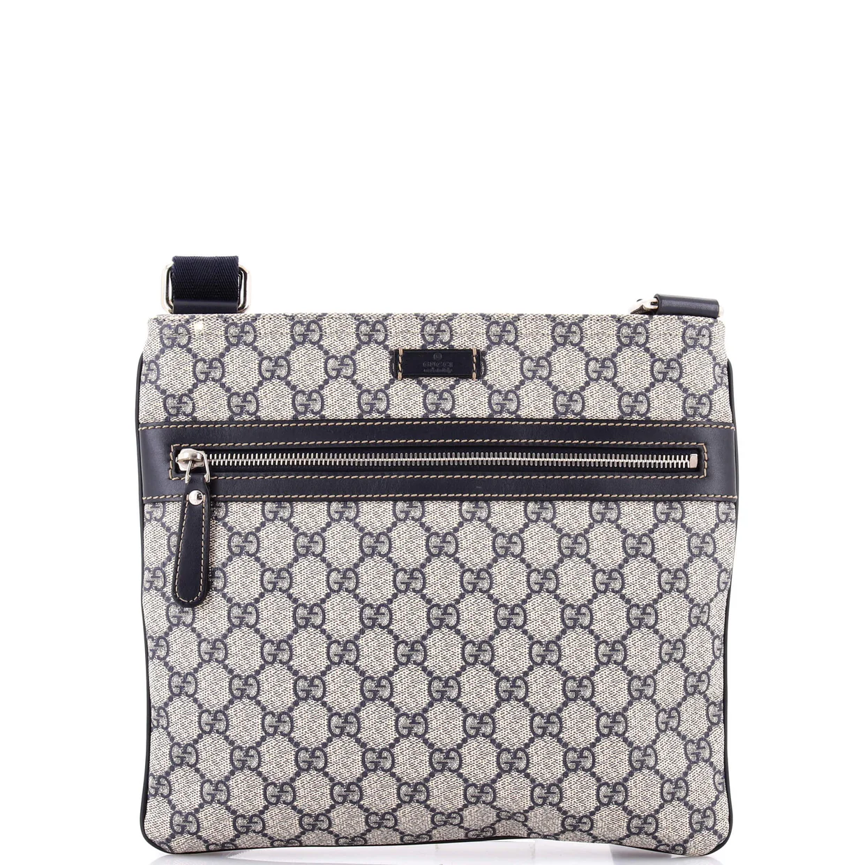 Front Zip Flat Messenger Bag GG Coated Canvas Medium - Deep Luxury