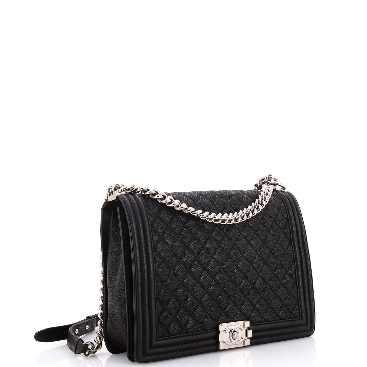 Boy Flap Bag Quilted Caviar Large - Deep Luxury