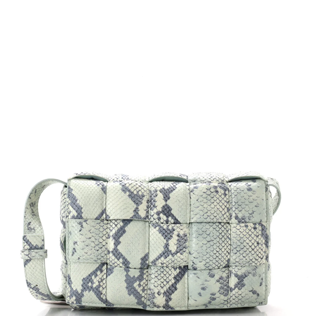 Cassette Crossbody Bag Padded Maxi Intrecciato Python Embossed Leather - Deep Luxury