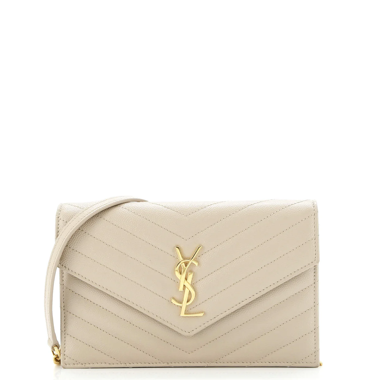 Classic Monogram Wallet on Chain Matelasse Chevron Leather Small - Deep Luxury