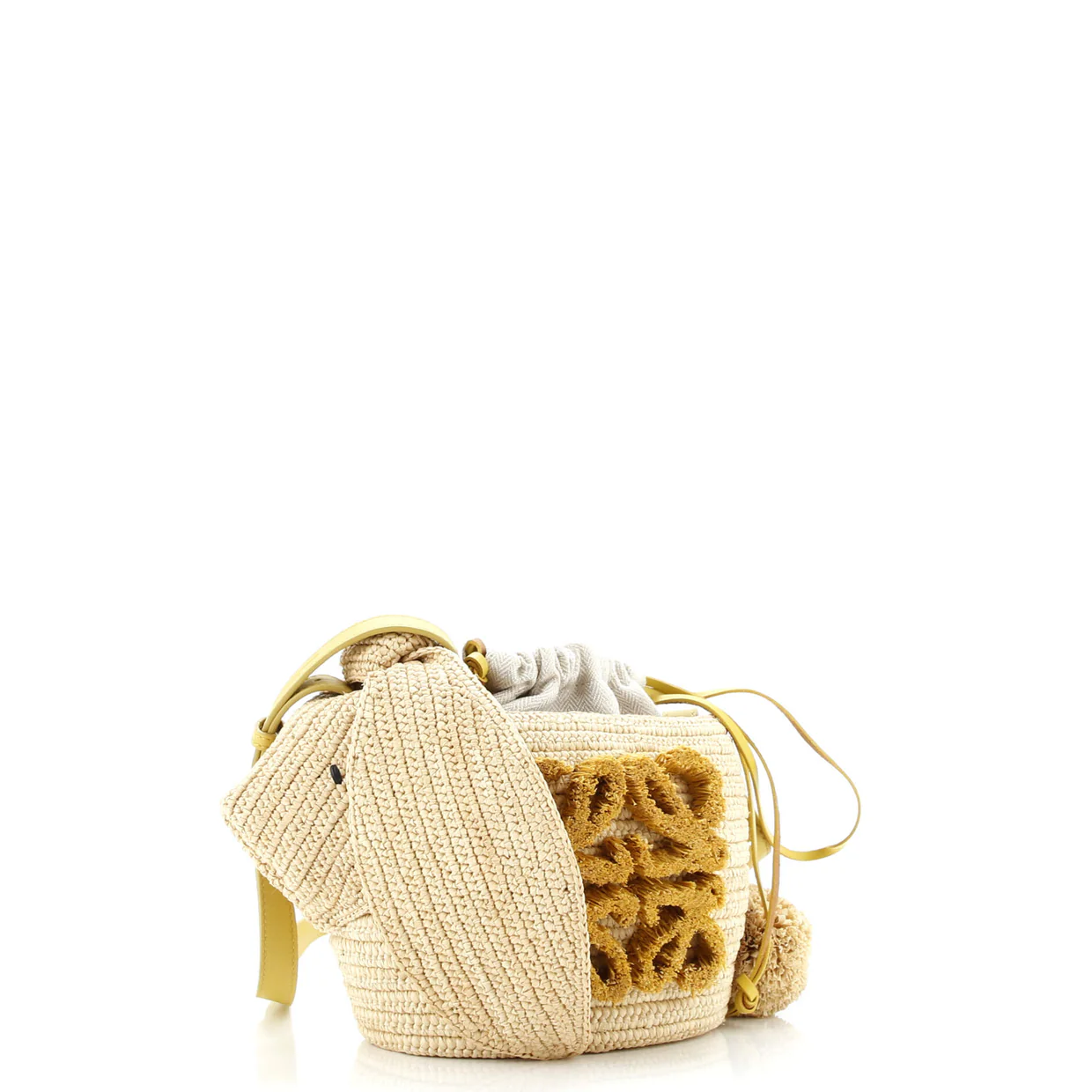 Bunny Drawststring Bucket Bag Raffia Small - Deep Luxury