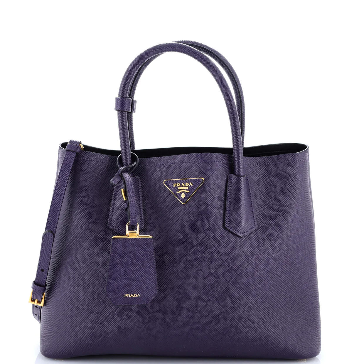 Cuir Double Tote Saffiano Leather Medium - Deep Luxury