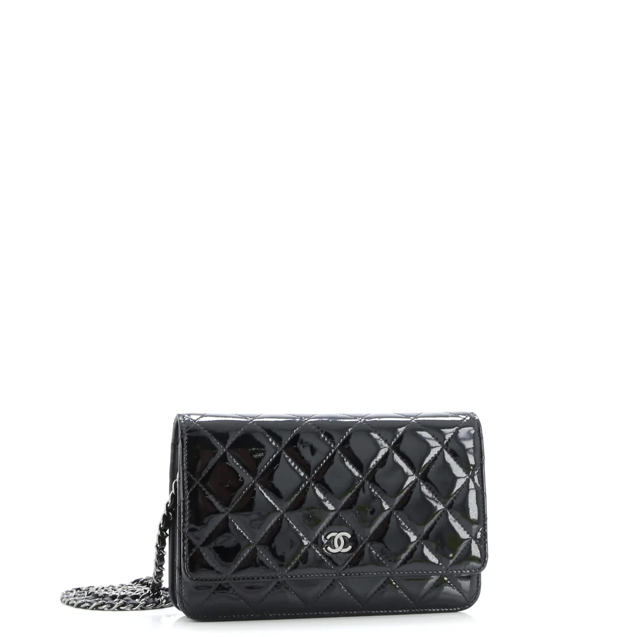 Wallet on Chain Quilted Patent - Deep Luxury