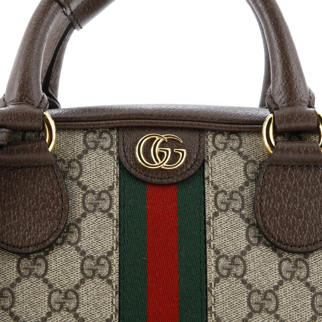 Ophidia Convertible Boston Top Handle Bag GG Coated Canvas with Leather Medium - Deep Luxury