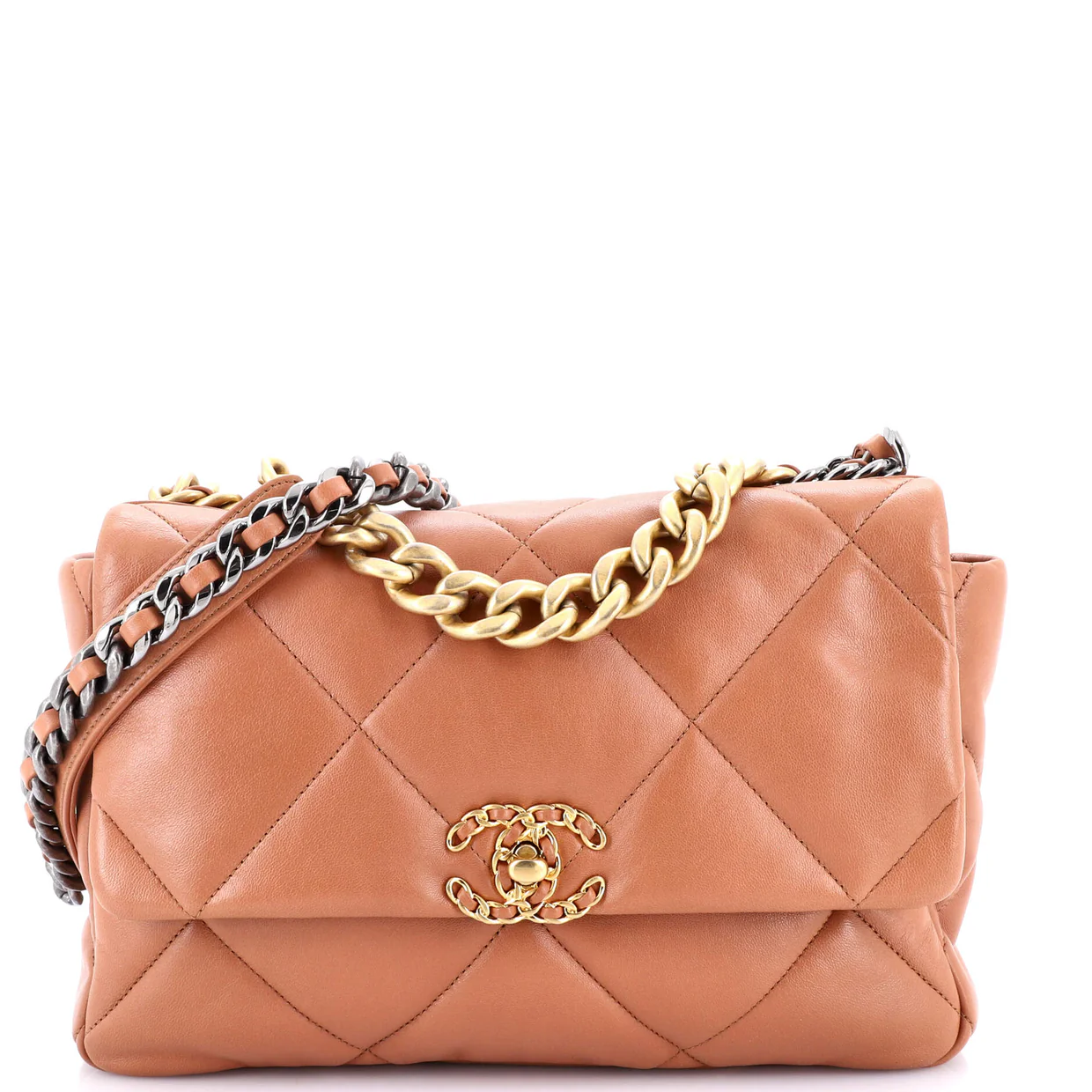 19 Flap Bag Quilted Leather Large - Deep Luxury