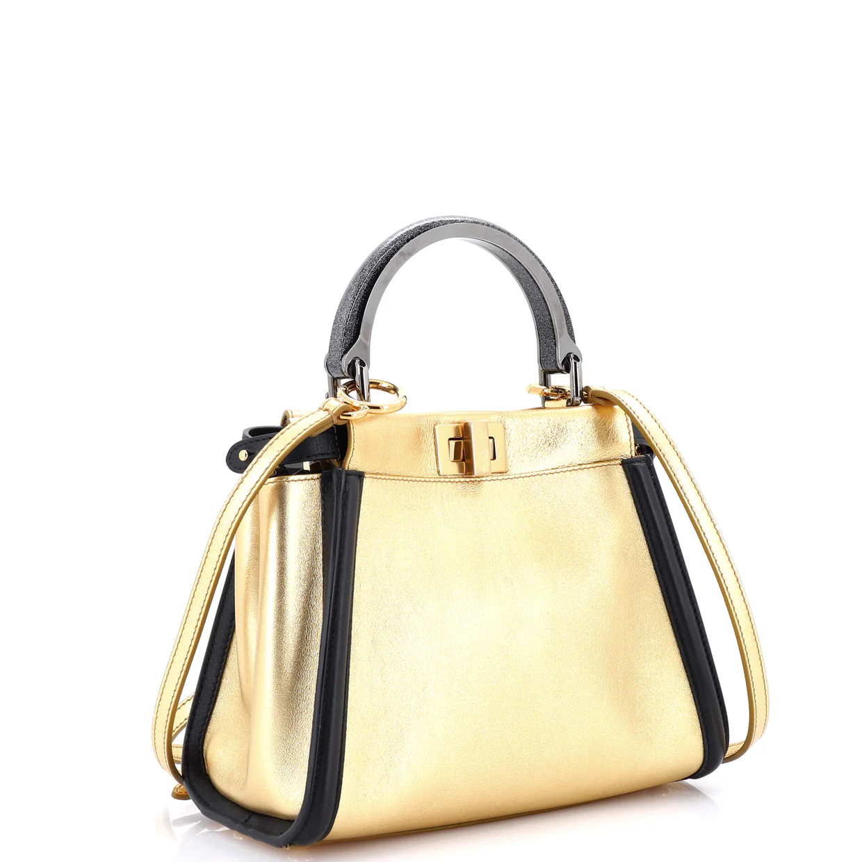 Resin Handle Peekaboo Bag Leather Mini - Deep Luxury