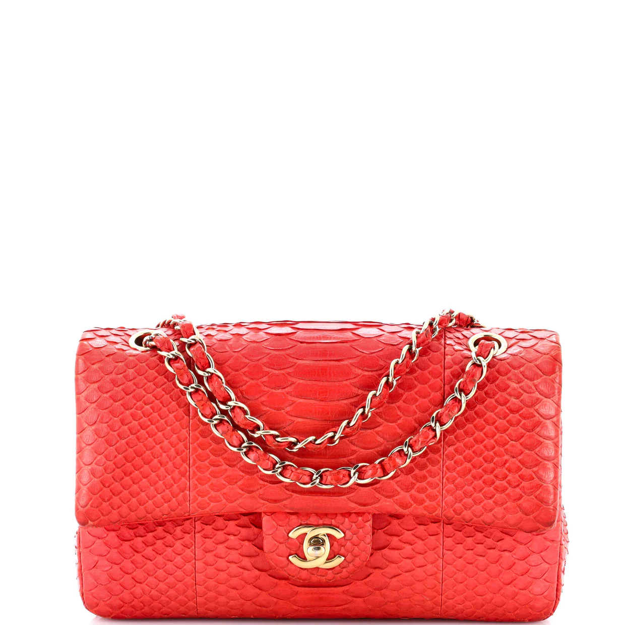 Classic Double Flap Bag Python Medium - Deep Luxury