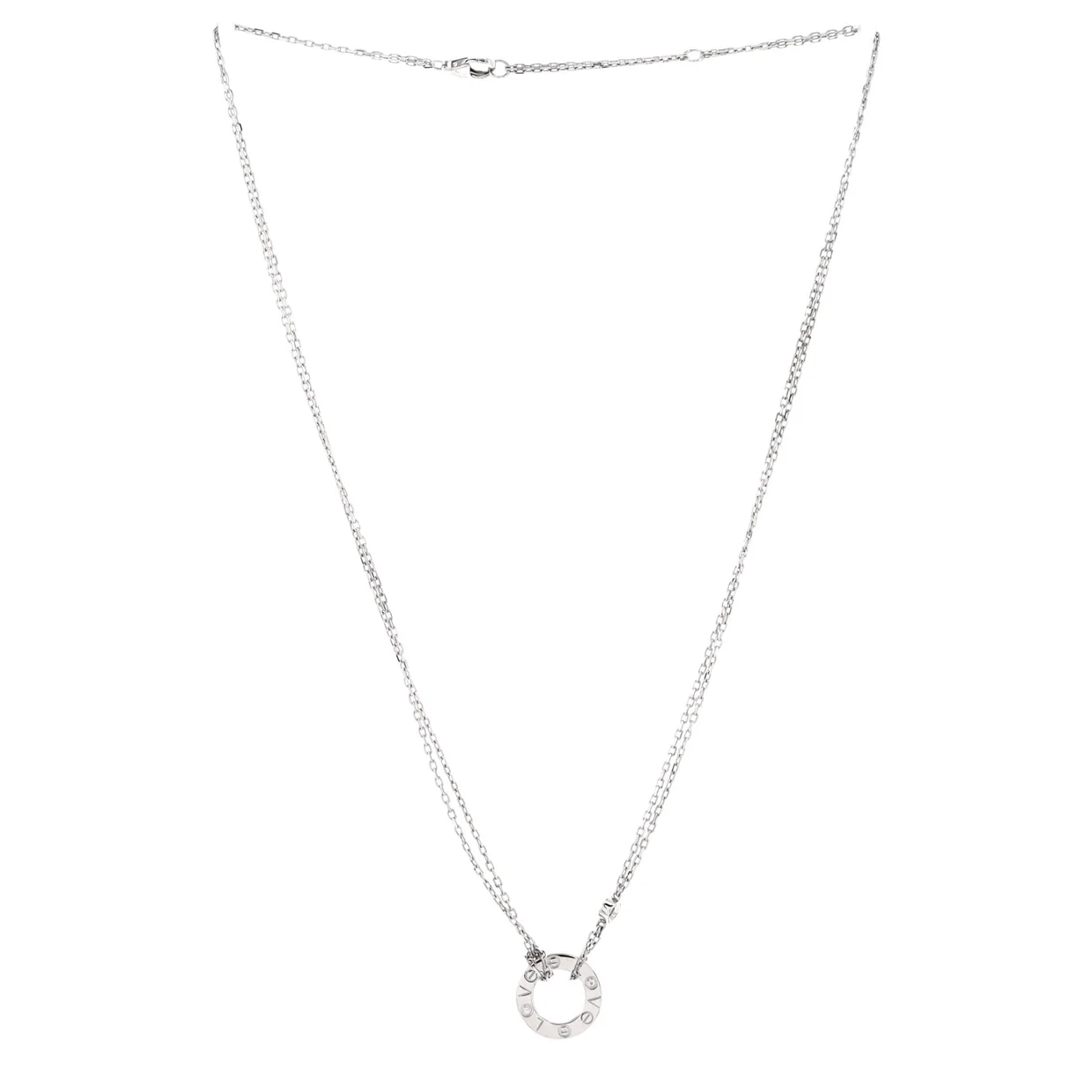 2 Diamonds Love Pendant Necklace 18K White Gold with Diamonds - Deep Luxury