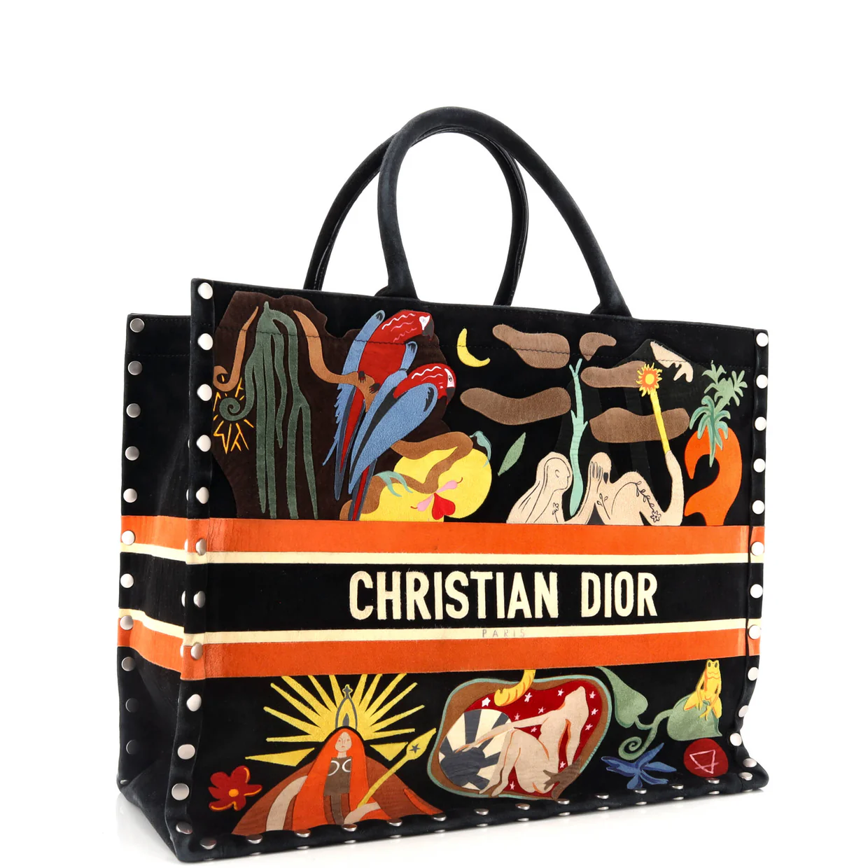 Book Tote Multicolor Studded Suede Large - Deep Luxury