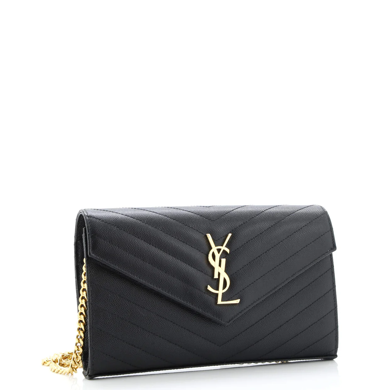 Classic Monogram Wallet on Chain Matelasse Chevron Leather Medium - Deep Luxury