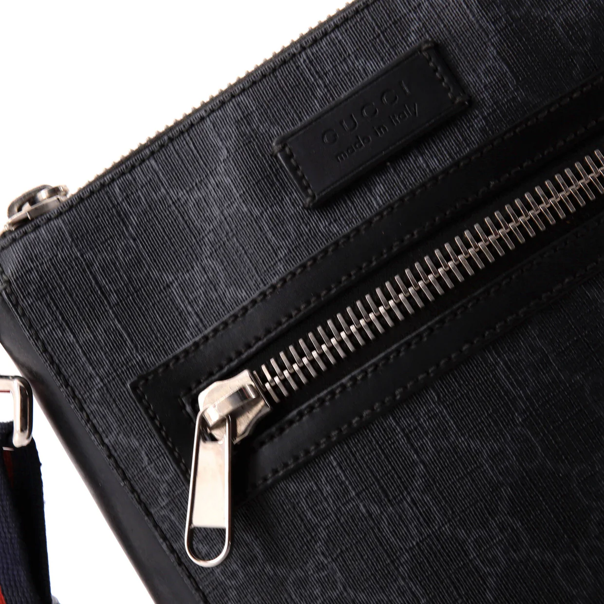 Web Strap Front Zip Messenger Bag GG Coated Canvas Small - Deep Luxury