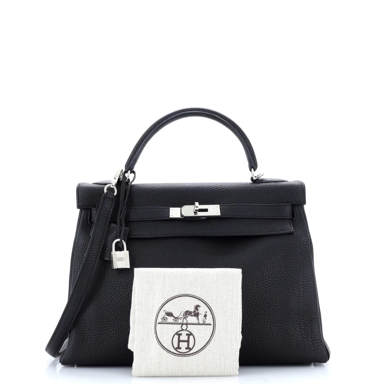 Kelly Handbag Noir Togo with Palladium Hardware 32 - Deep Luxury