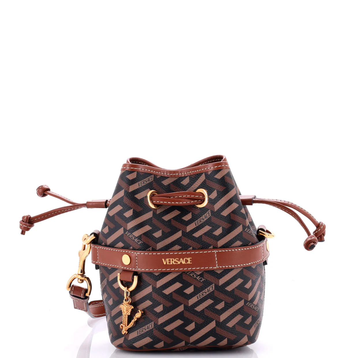 La Greca Bucket Bag Printed Coated Canvas Mini - Deep Luxury