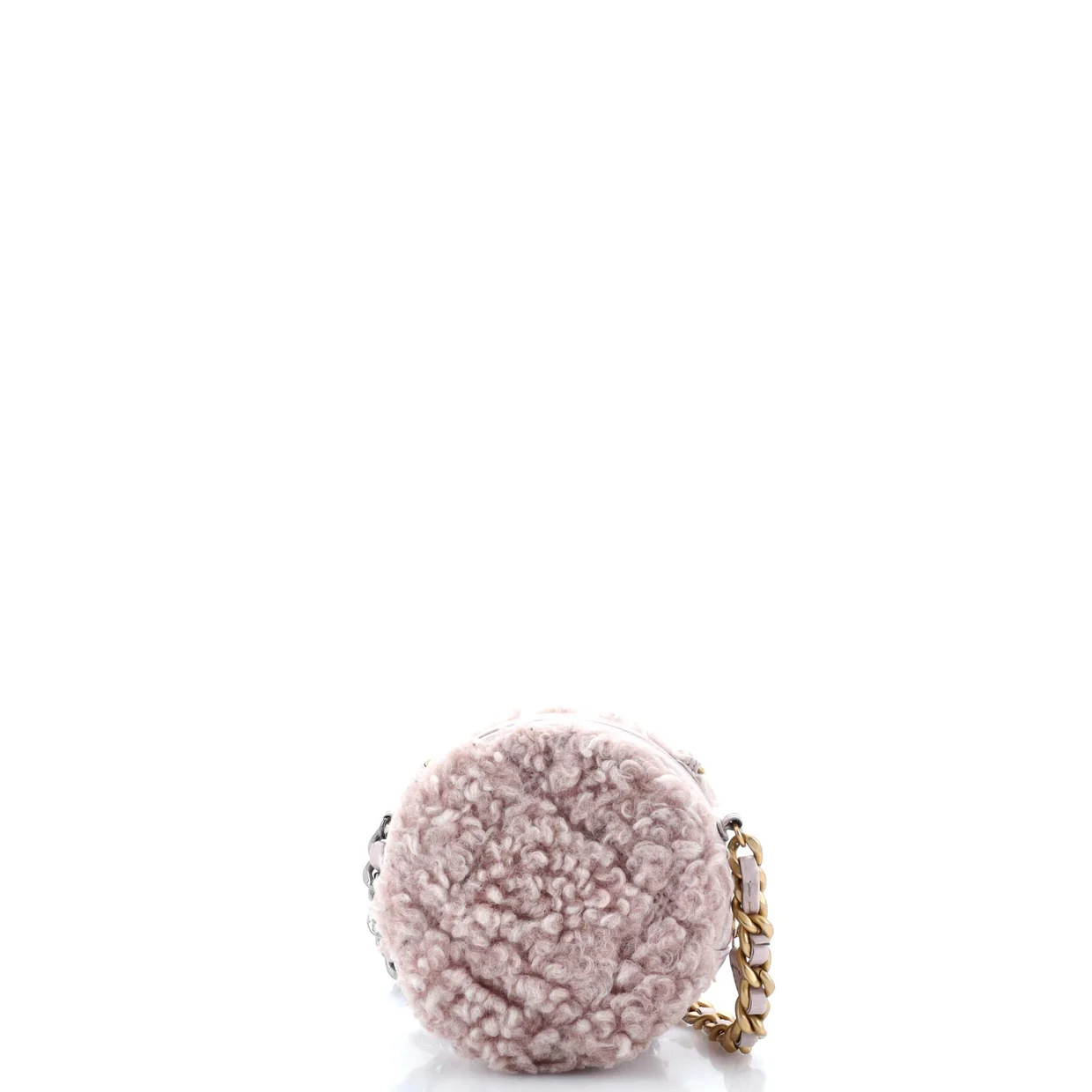 19 Round Clutch with Chain Quilted Shearling - Deep Luxury