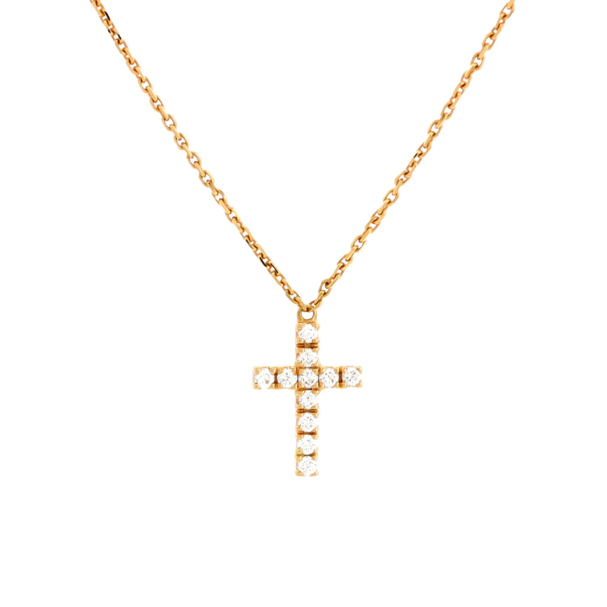 Cross Pendant Necklace 18K Rose Gold with Diamonds - Deep Luxury
