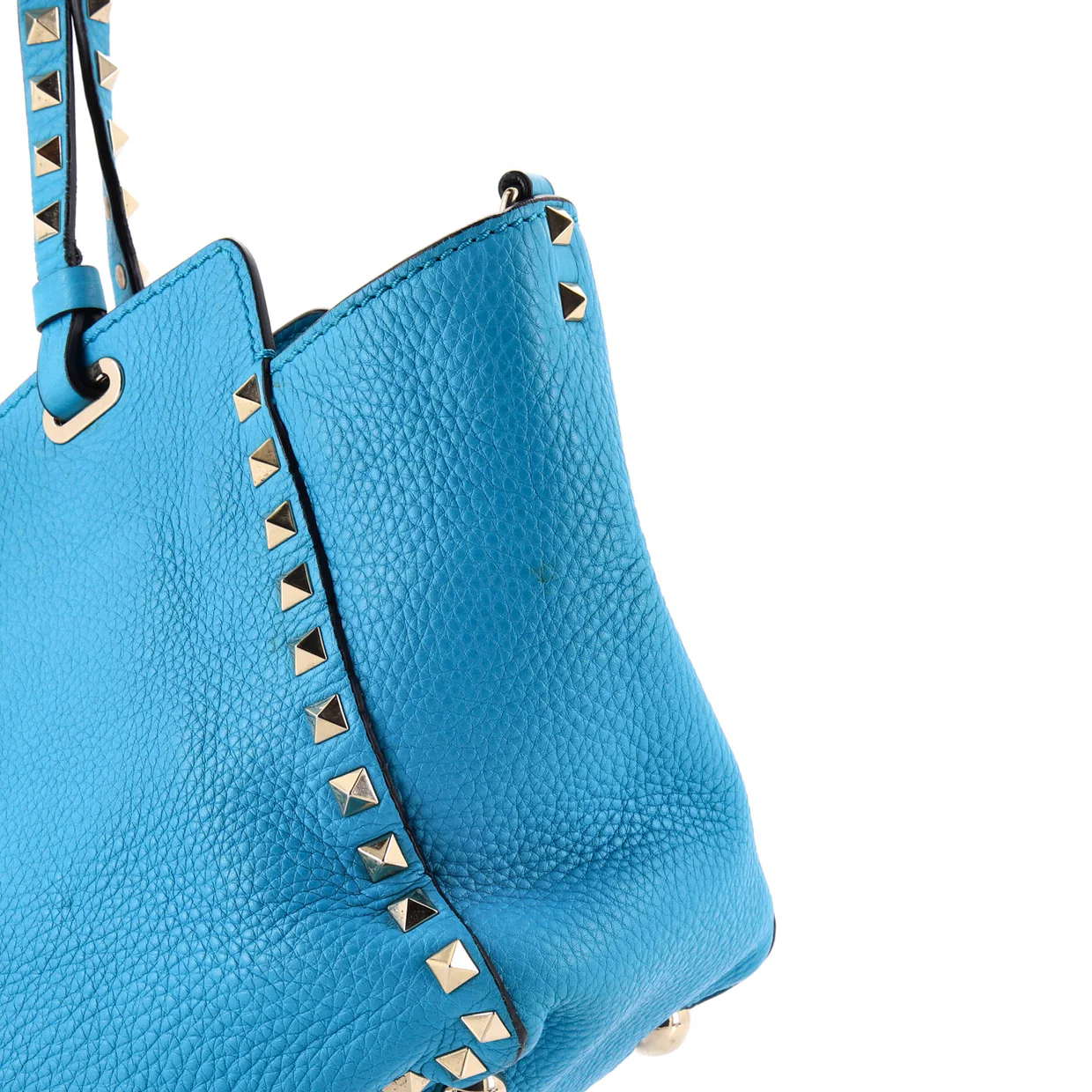 Rockstud Tote Pebbled Leather Small - Deep Luxury