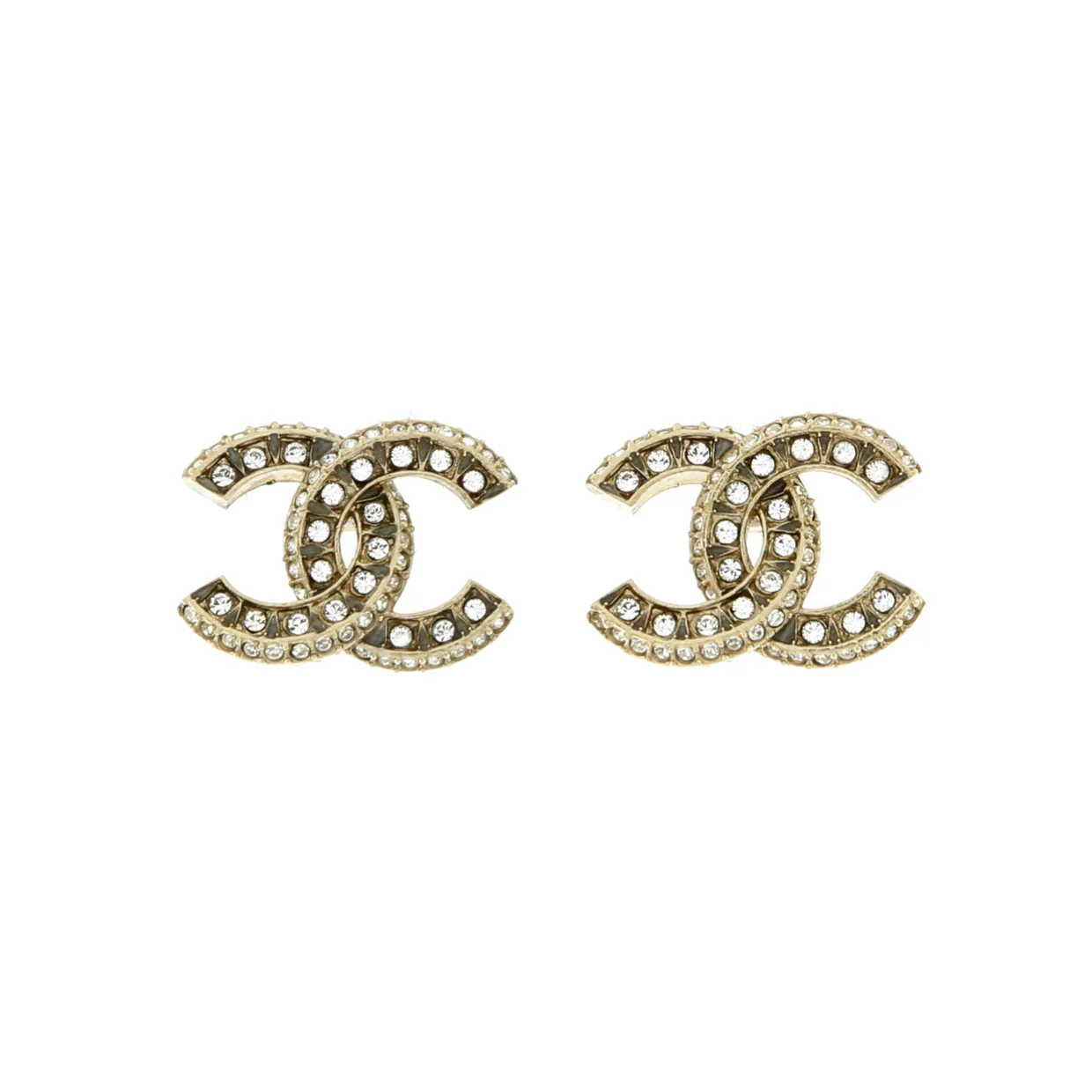 CC Stud Earrings Metal with Crystals - Deep Luxury