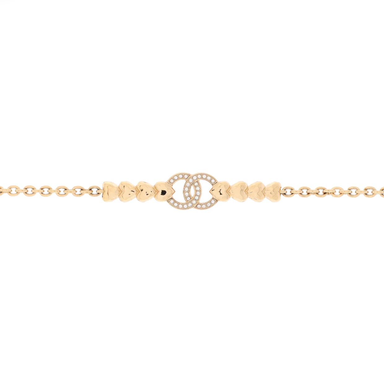 CC Multi Heart Chain Choker Necklace Metal with Crystals - Deep Luxury