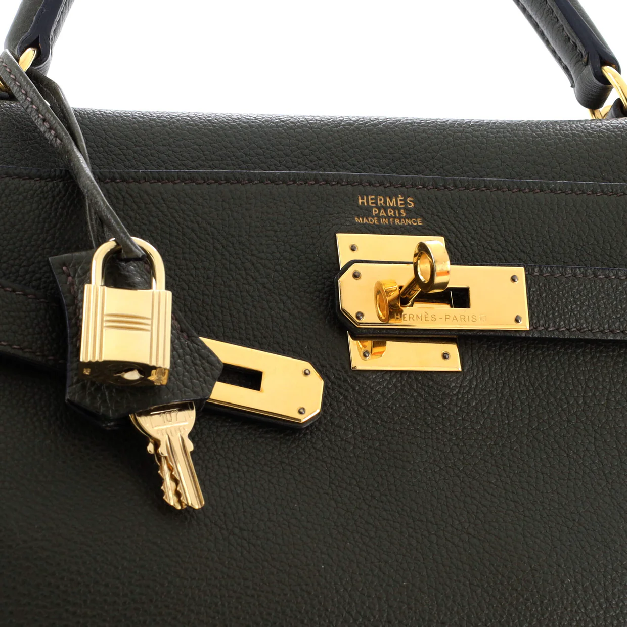Kelly Handbag Vert Olive Togo with Gold Hardware 32 - Deep Luxury