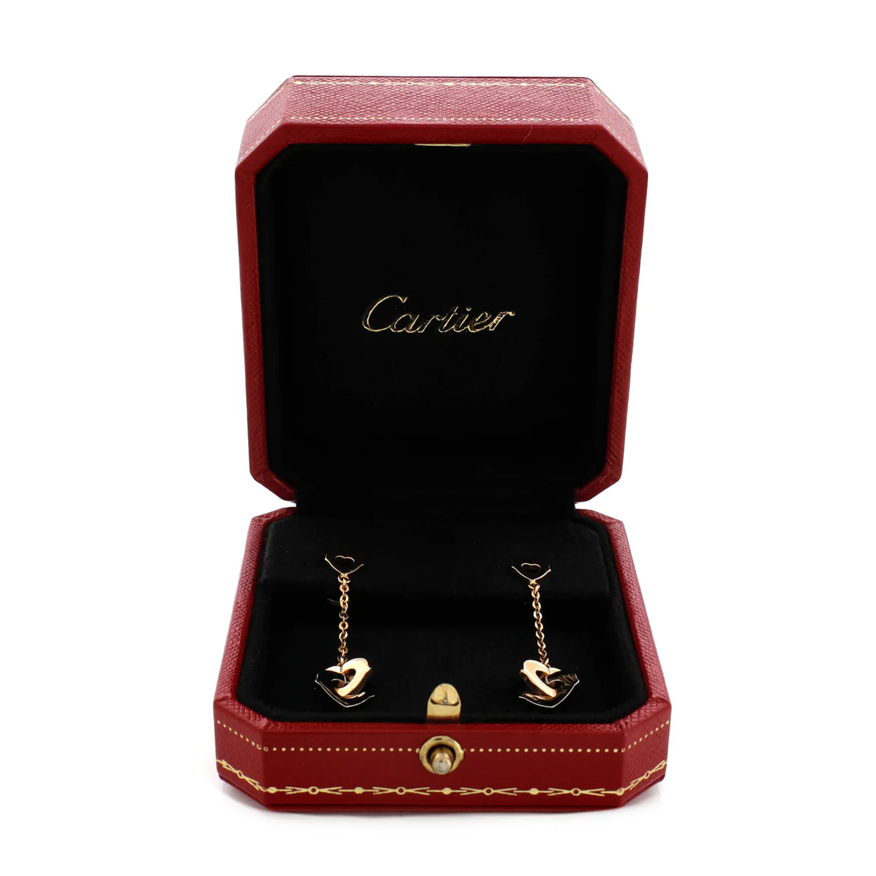Double Heart Drop Earrings 18K Rose Gold with 18K White Gold - Deep Luxury