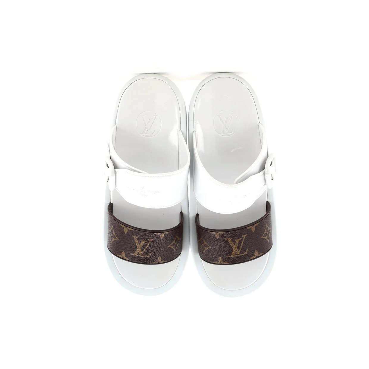 Women's Sunbath Flat Mule Sandals Monogram Canvas and Rubber - Deep Luxury