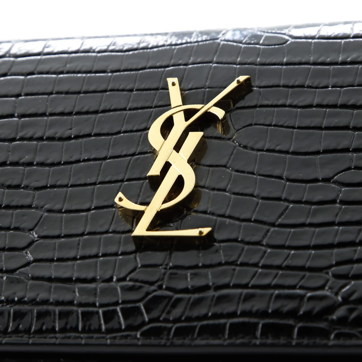Classic Monogram Wallet on Chain Crocodile Embossed Leather - Deep Luxury