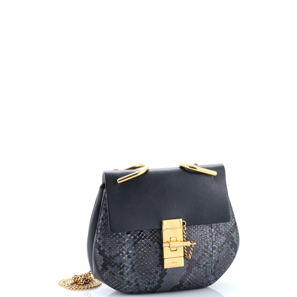 Drew Crossbody Bag Python and Leather Small - Deep Luxury