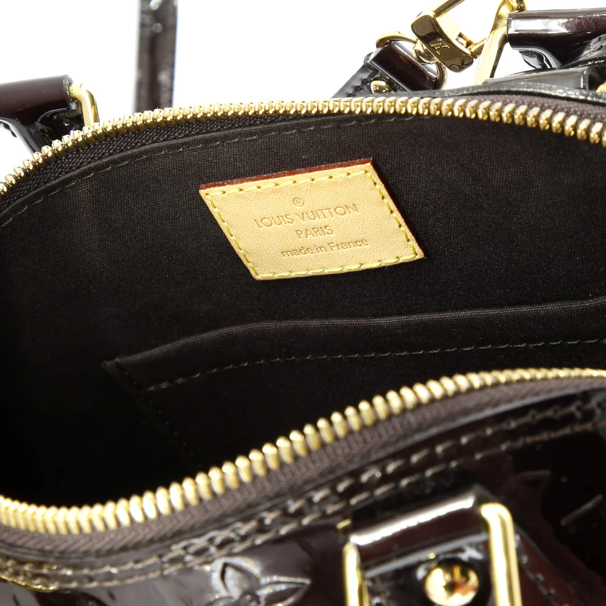 Alma Handbag Monogram Vernis BB - Deep Luxury