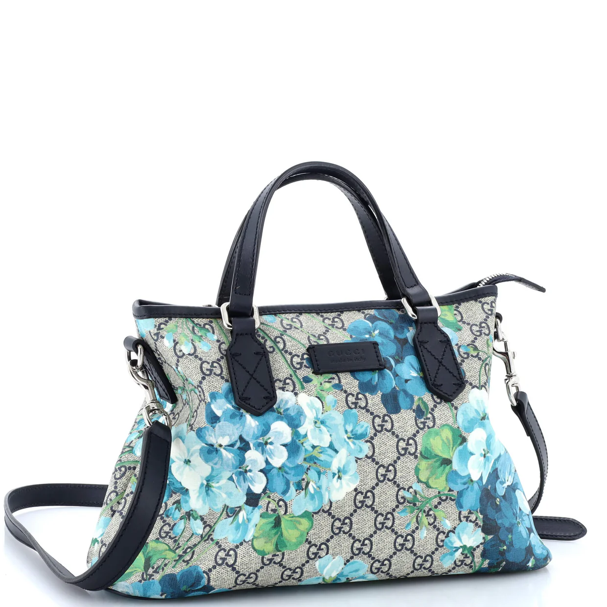 Convertible Zip Tote Blooms Print GG Coated Canvas Medium - Deep Luxury
